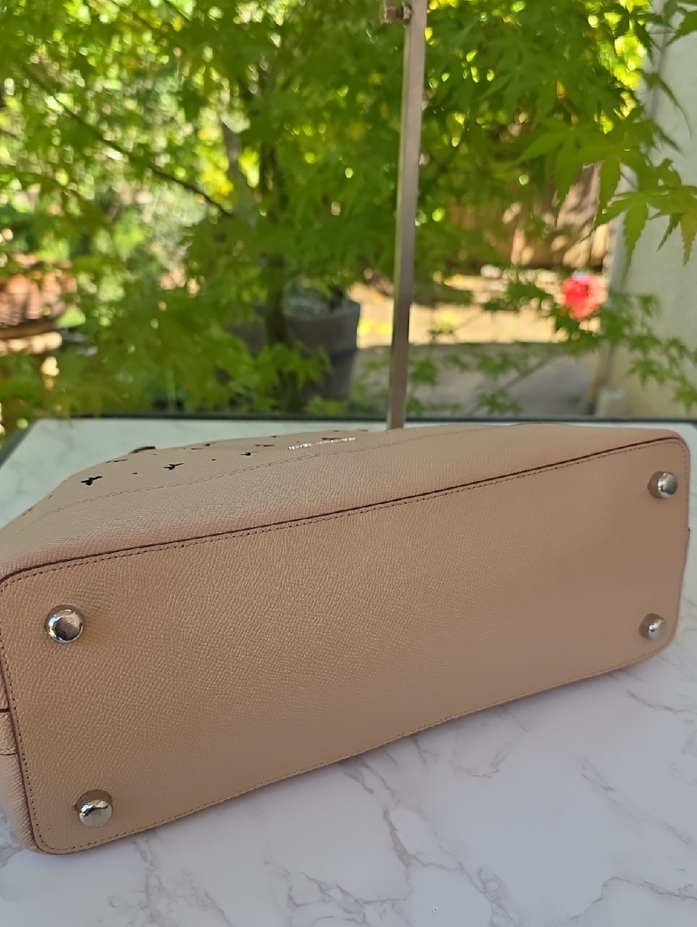 Coach Sierra Satchel Butterflies Perforated Beechwood Beige Hand Bag - Picture 11 of 14